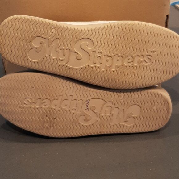 My Slippers Leather Beige Memory Foam Moccasins - Picture 9 of 9